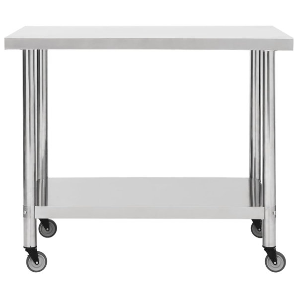 Ebern Designs Kitchen Work Table Hotel Prep Work Table with Wheels